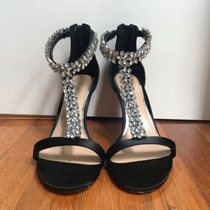 Badgley Mischa Janna Black Satin Jewel Stilletos
